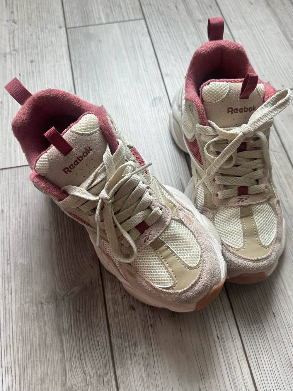 Reebok Cream and Rose-Accent Platform Sneakers
